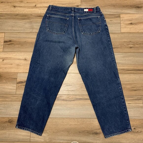 Tommy Hilfiger Denim Blue Jeans 40 x 32 Baggy Flag 90s Retro Y2K Vintage VTG - Picture 4 of 12